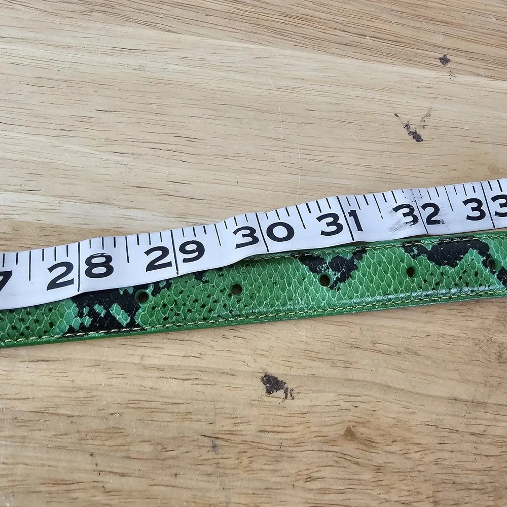 Kenneth Cole Green Womens Belt Skinny K7112 M Italian Calfskin Leather Snakeskin